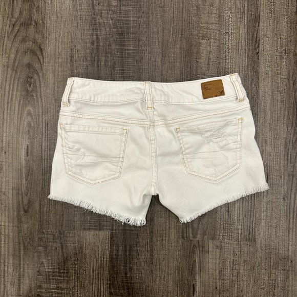 American Eagle White Stretch Jean Shorts - Picture 2 of 2